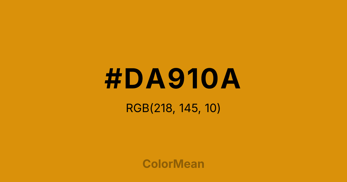 Color swatch image showing #DA910A with RGB(218,145,10) values