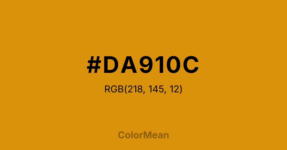 Color swatch image showing #DA910C with RGB(218,145,12) values