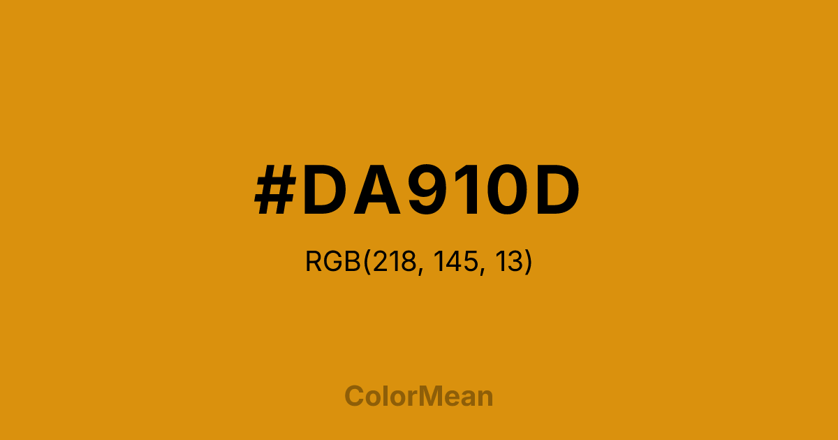 Color swatch image showing #DA910D with RGB(218,145,13) values