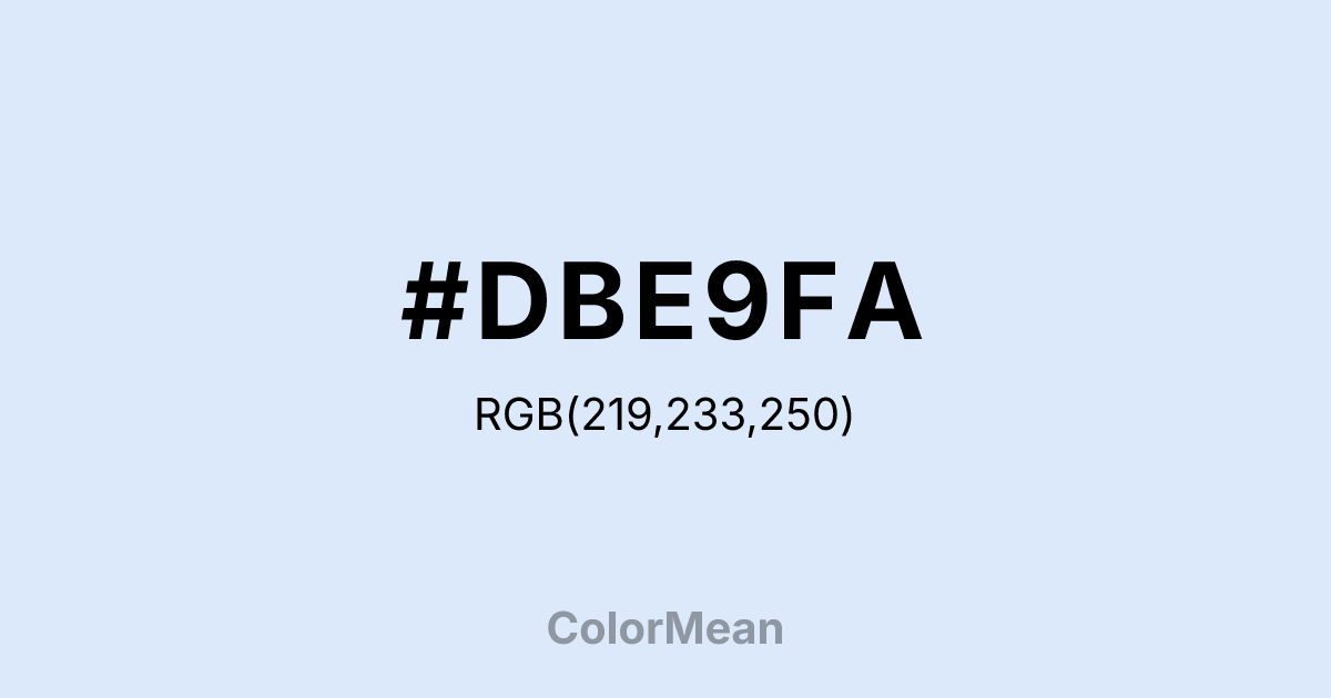 Color swatch image showing #DBE9FA with RGB(219,233,250) values