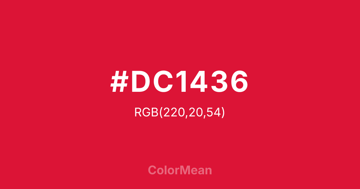 Color swatch image showing #DC1436 with RGB(220,20,54) values