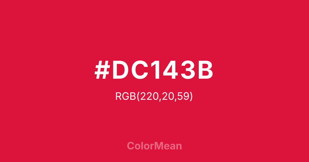 Color swatch image showing #DC143B with RGB(220,20,59) values