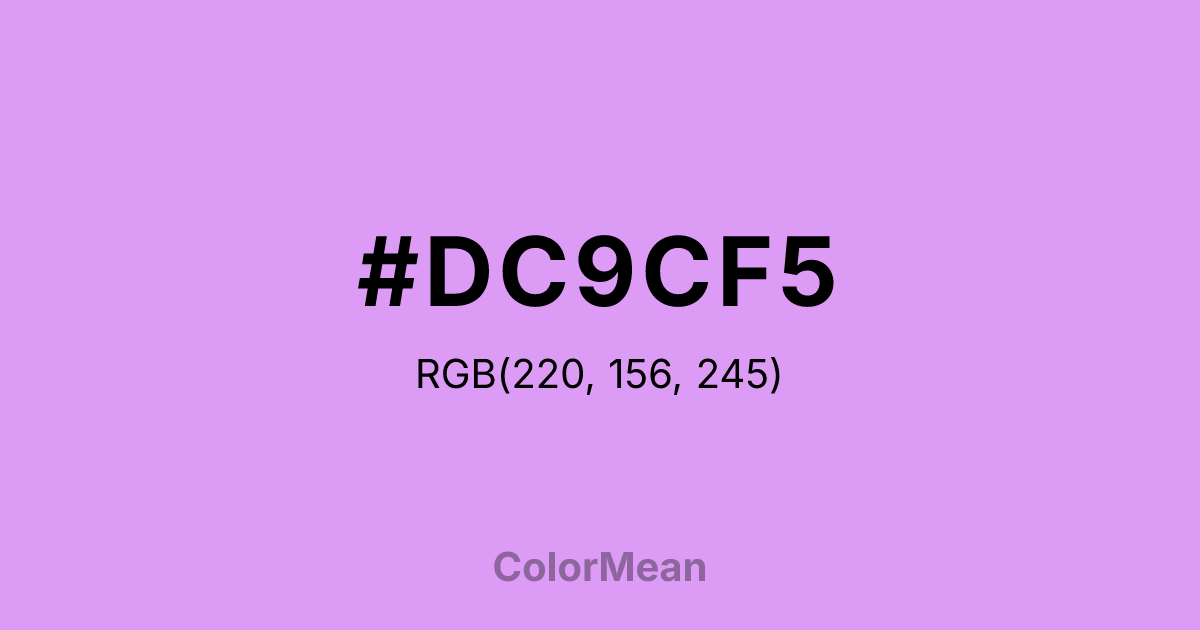 Color swatch image showing #DC9CF5 with RGB(220,156,245) values
