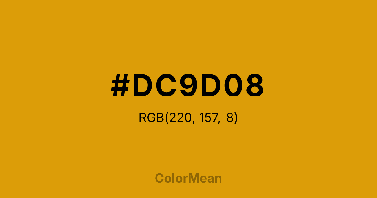 Color swatch image showing #DC9D08 with RGB(220,157,8) values