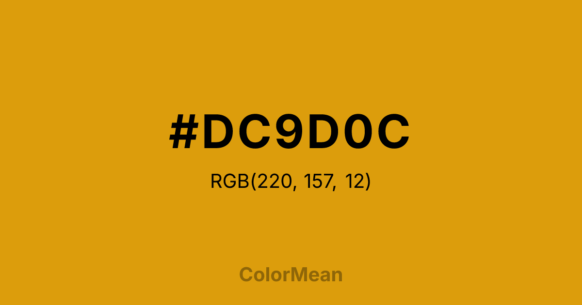 Color swatch image showing #DC9D0C with RGB(220,157,12) values