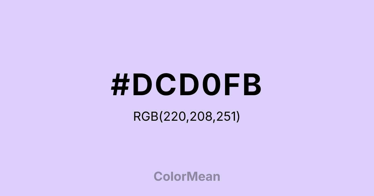 Color swatch image showing #DCD0FB with RGB(220,208,251) values