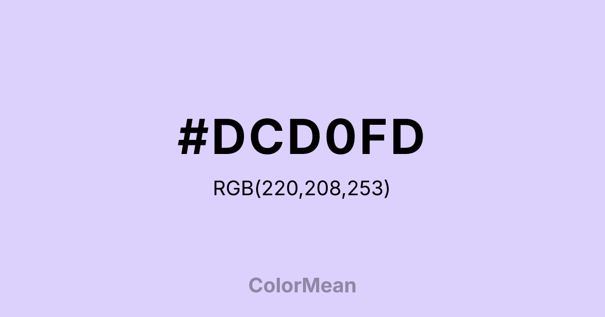 Color swatch image showing #DCD0FD with RGB(220,208,253) values