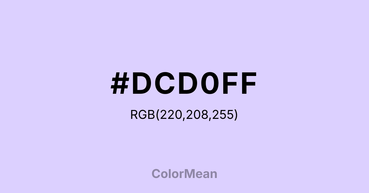 Color swatch image showing Pale Lavender (#DCD0FF) with RGB(220,208,255) values