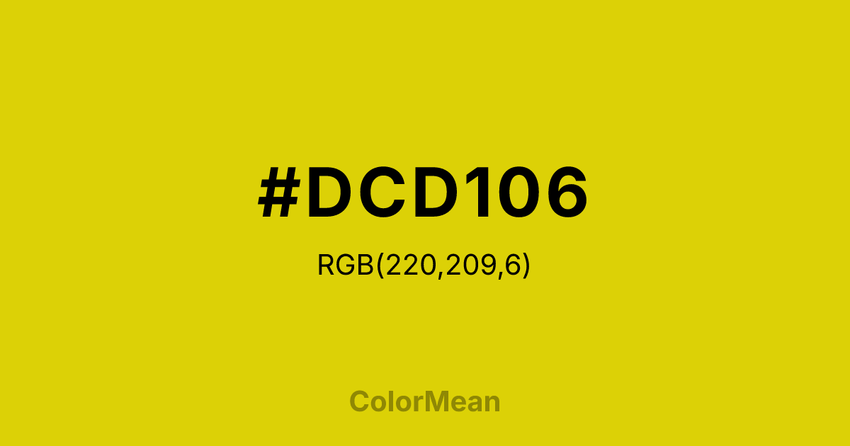 Color swatch image showing #DCD106 with RGB(220,209,6) values