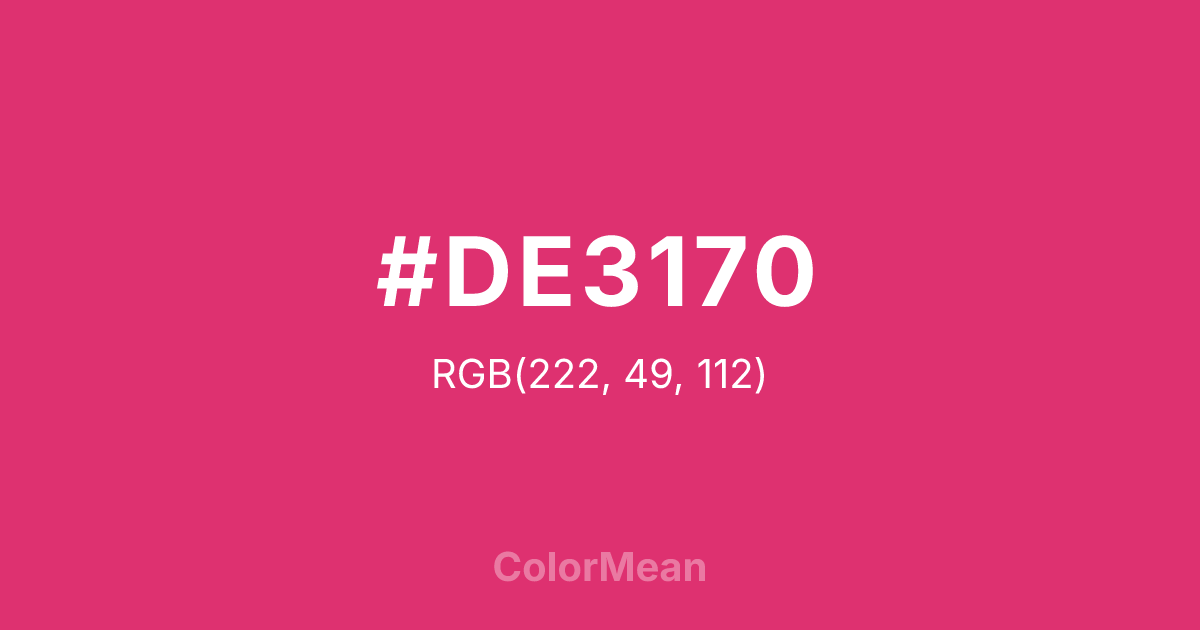 Color swatch image showing #DE3170 with RGB(222,49,112) values