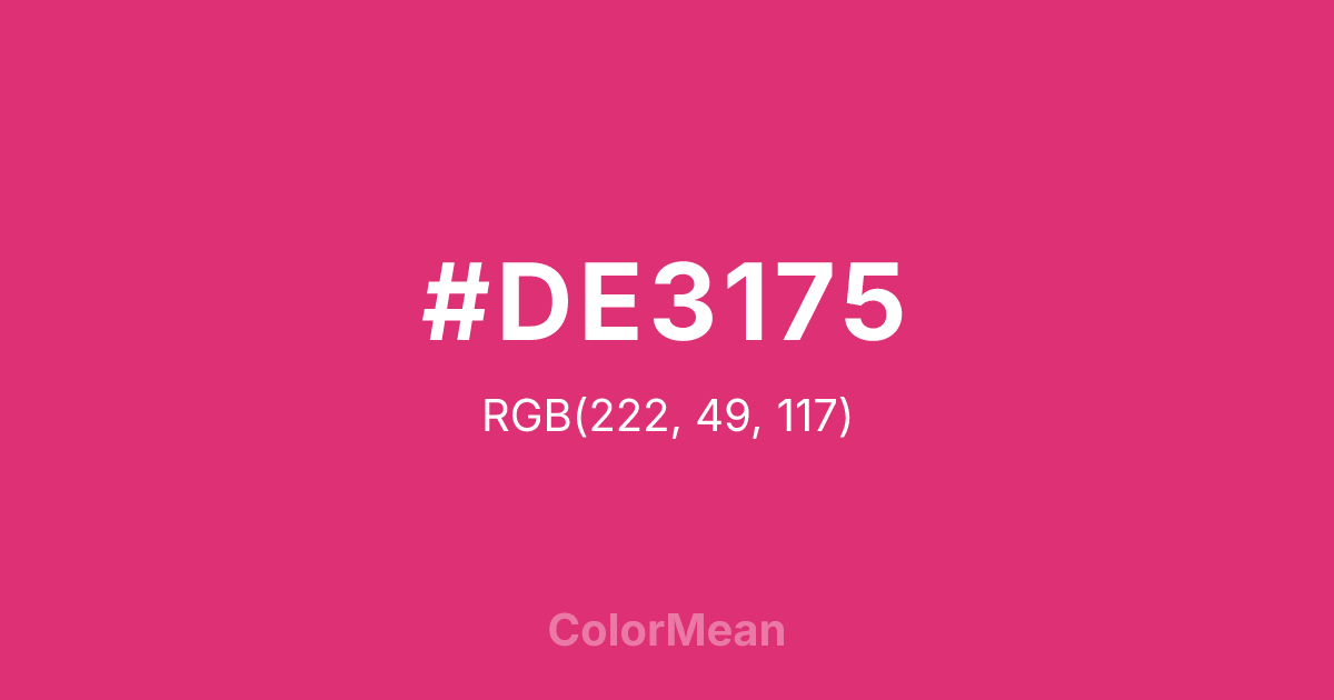 Color swatch image showing #DE3175 with RGB(222,49,117) values