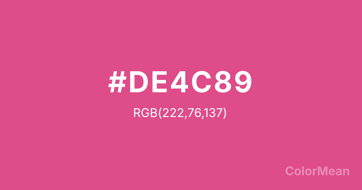 Color swatch image showing #DE4C89 with RGB(222,76,137) values