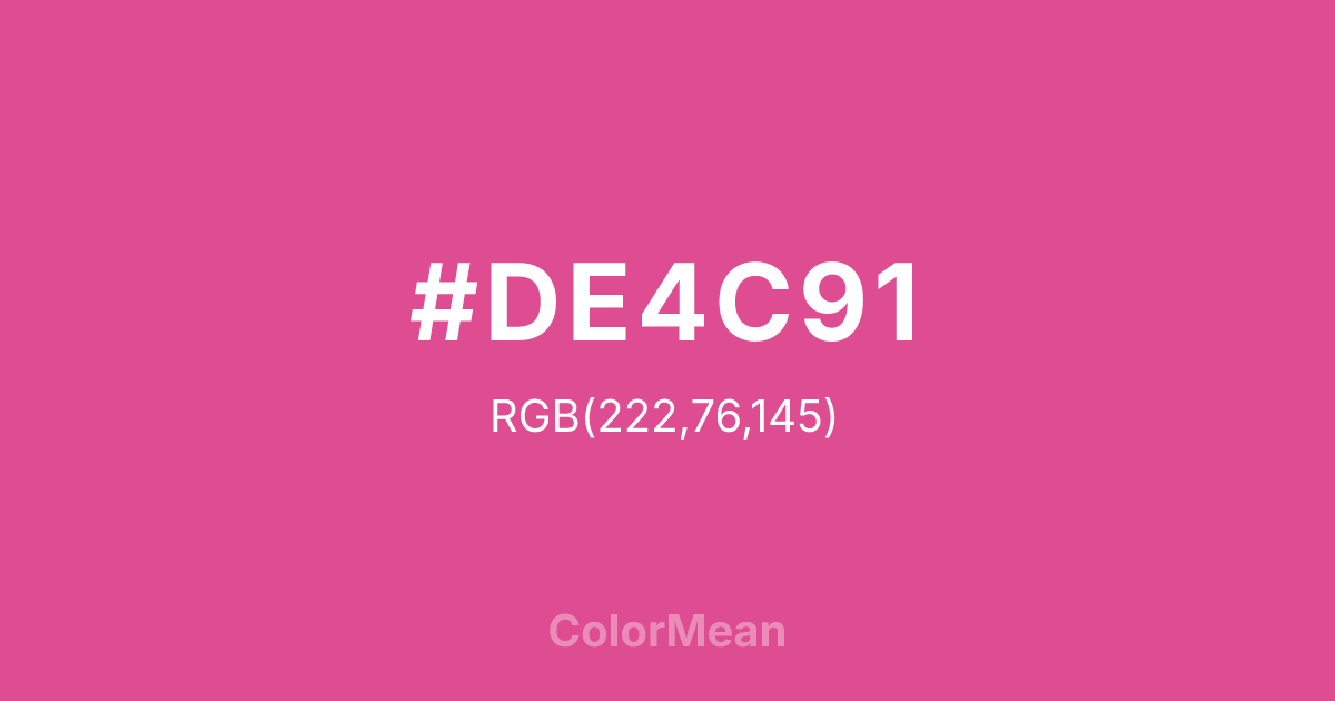 Color swatch image showing #DE4C91 with RGB(222,76,145) values