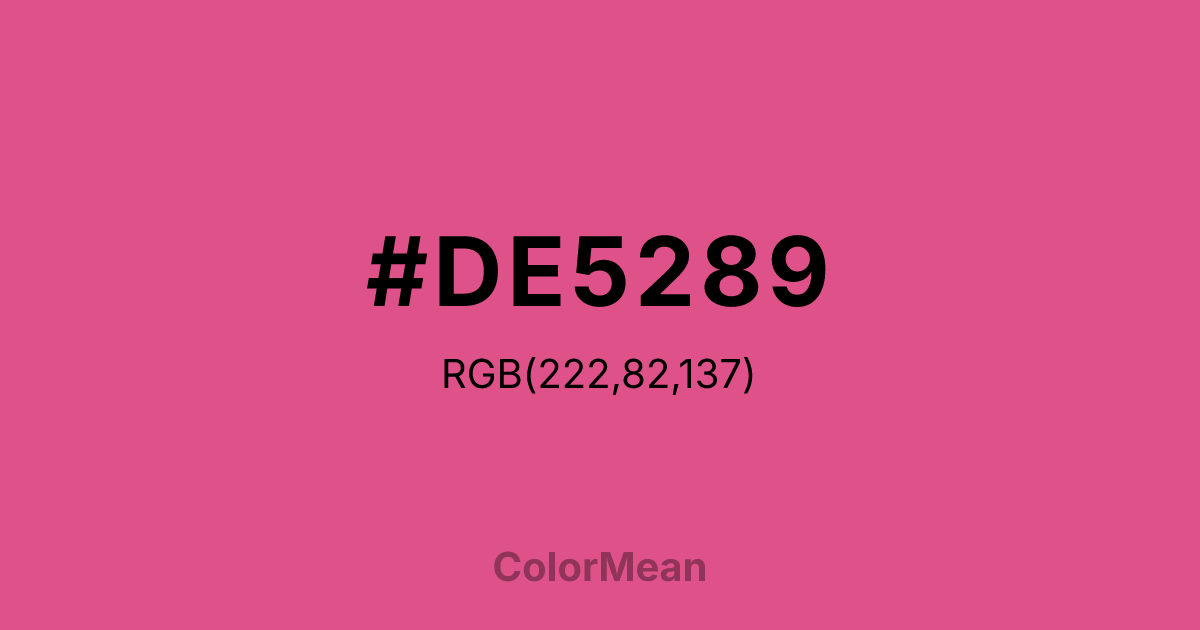 Color swatch image showing #DE5289 with RGB(222,82,137) values