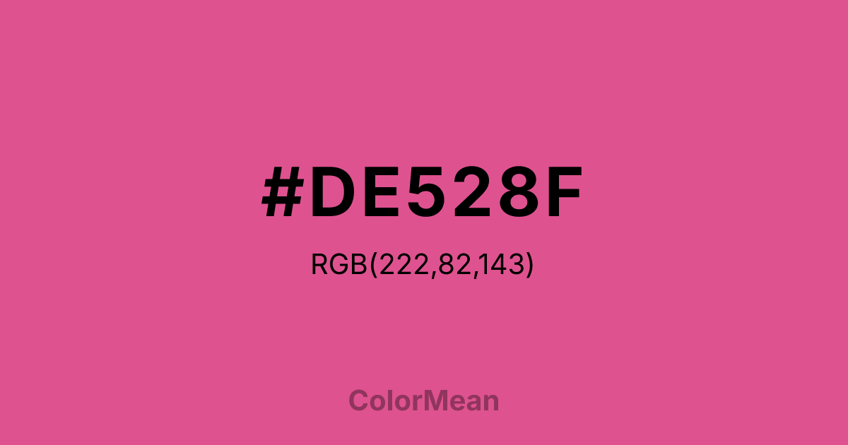 Color swatch image showing #DE528F with RGB(222,82,143) values
