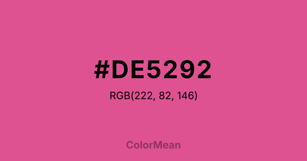 Color swatch image showing #DE5292 with RGB(222,82,146) values