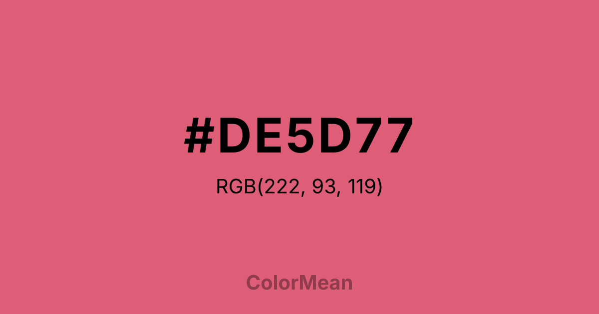 Color swatch image showing #DE5D77 with RGB(222,93,119) values
