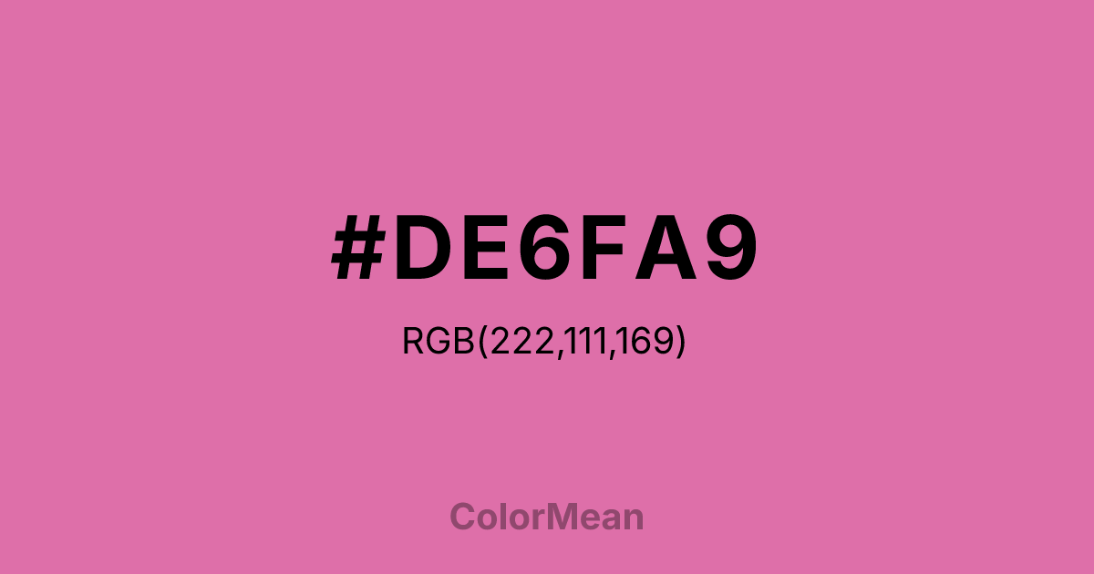 Color swatch image showing #DE6FA9 with RGB(222,111,169) values