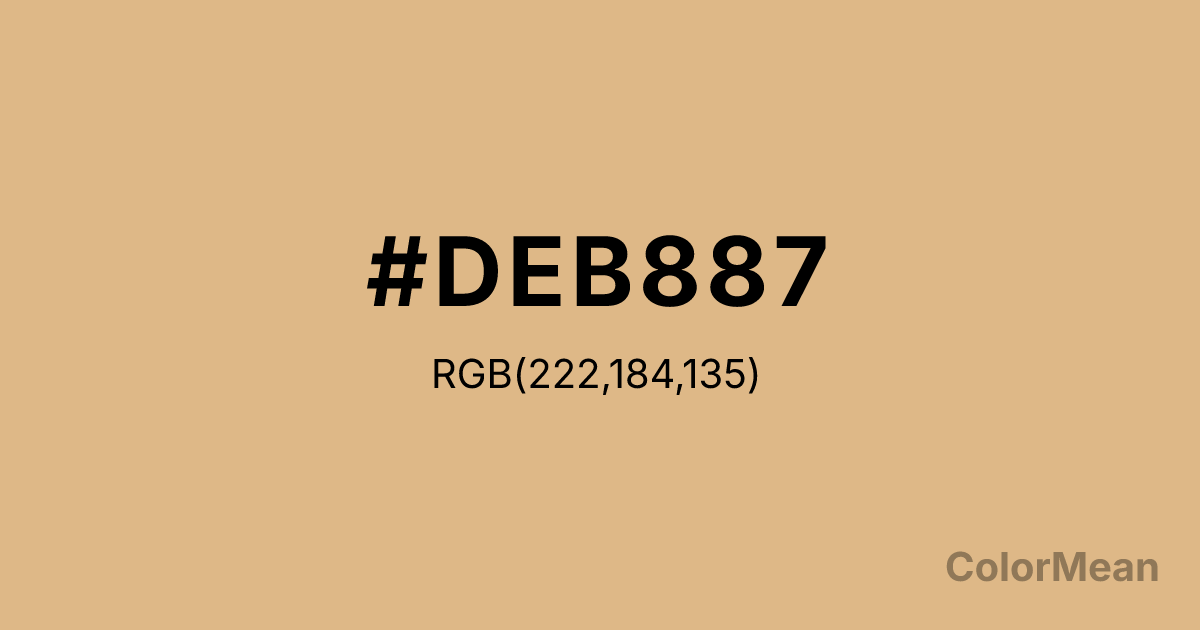 Color swatch image showing Burlywood (#DEB887) with RGB(222,184,135) values
