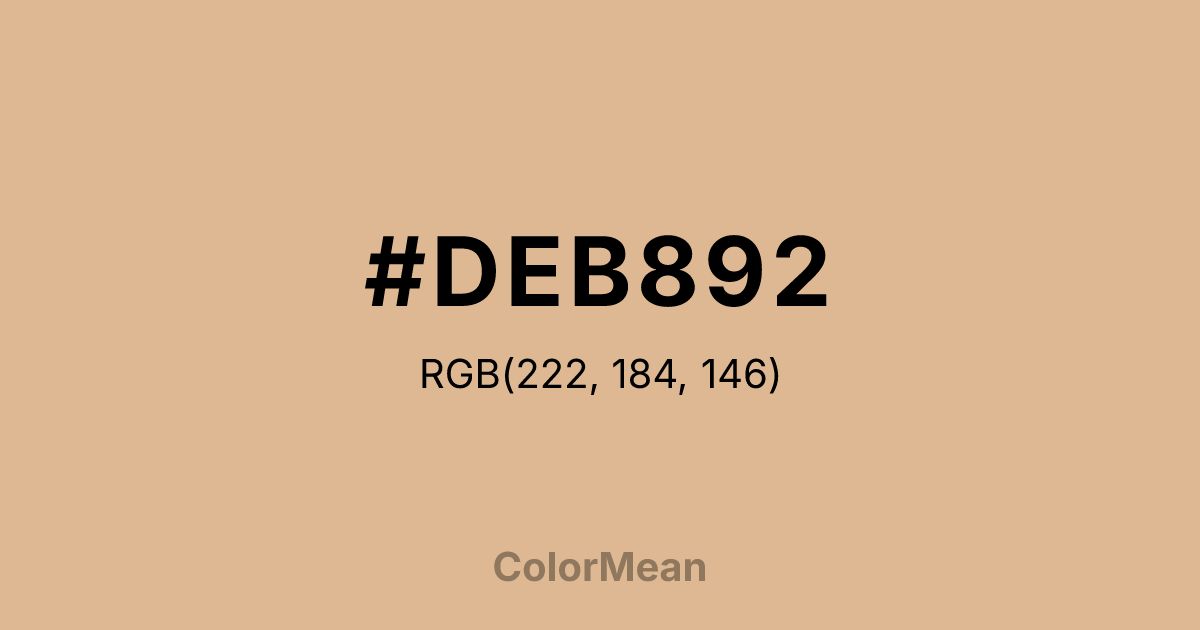 Color swatch image showing #DEB892 with RGB(222,184,146) values
