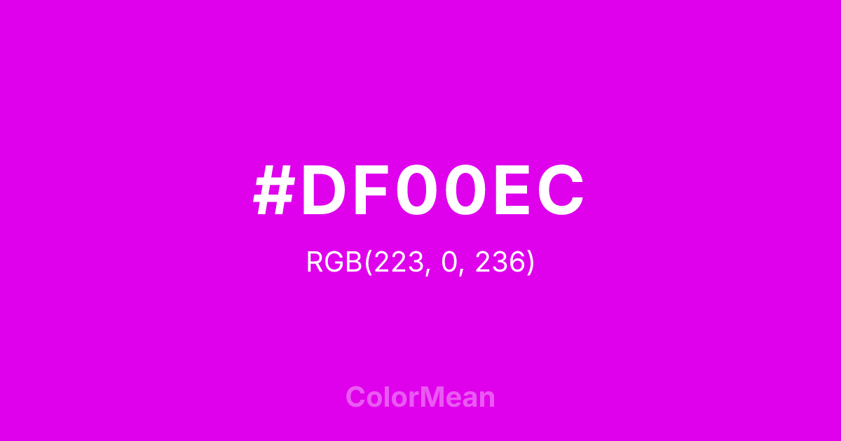 Color swatch image showing #DF00EC with RGB(223,0,236) values