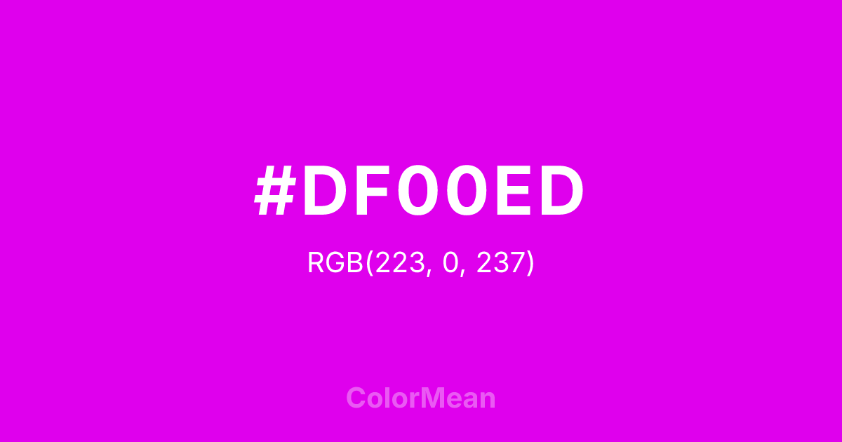 Color swatch image showing #DF00ED with RGB(223,0,237) values