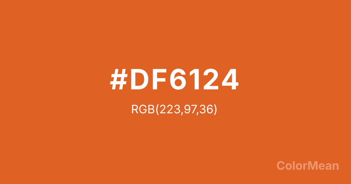 Color swatch image showing Vivid Red Tangelo (#DF6124) with RGB(223,97,36) values