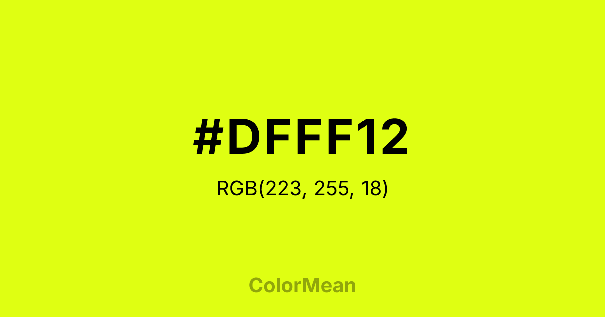 Color swatch image showing #DFFF12 with RGB(223,255,18) values