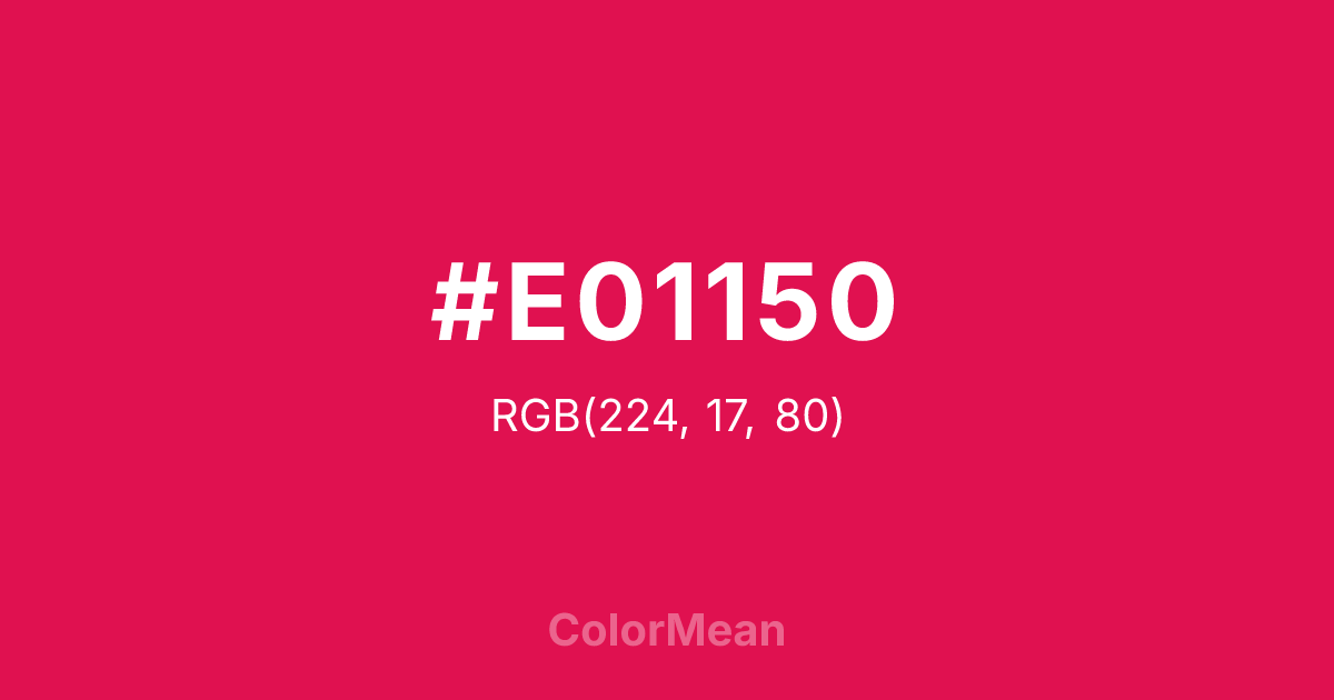 Color swatch image showing #E01150 with RGB(224,17,80) values