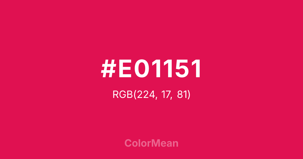 Color swatch image showing #E01151 with RGB(224,17,81) values
