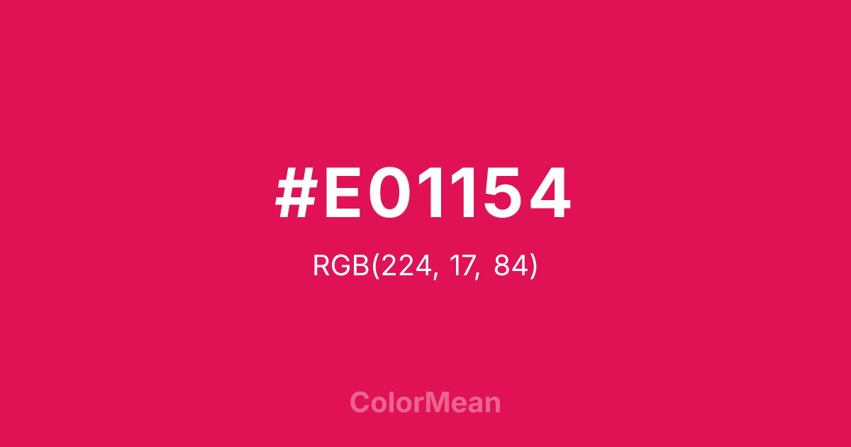 Color swatch image showing #E01154 with RGB(224,17,84) values
