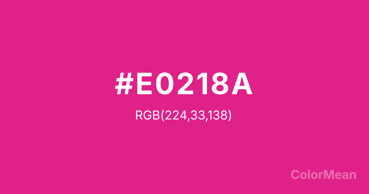 Color swatch image showing Barbie Pink (#E0218A) with RGB(224,33,138) values