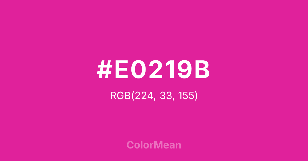 Color swatch image showing #E0219B with RGB(224,33,155) values