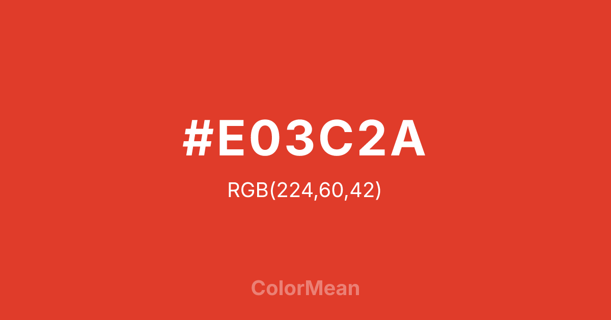 Color swatch image showing #E03C2A with RGB(224,60,42) values