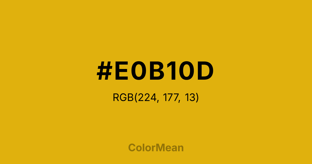 Color swatch image showing #E0B10D with RGB(224,177,13) values