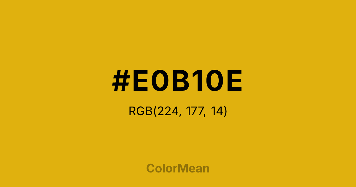 Color swatch image showing #E0B10E with RGB(224,177,14) values