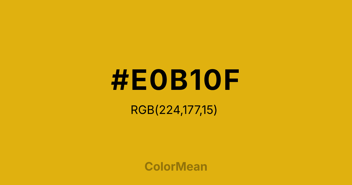 Color swatch image showing #E0B10F with RGB(224,177,15) values