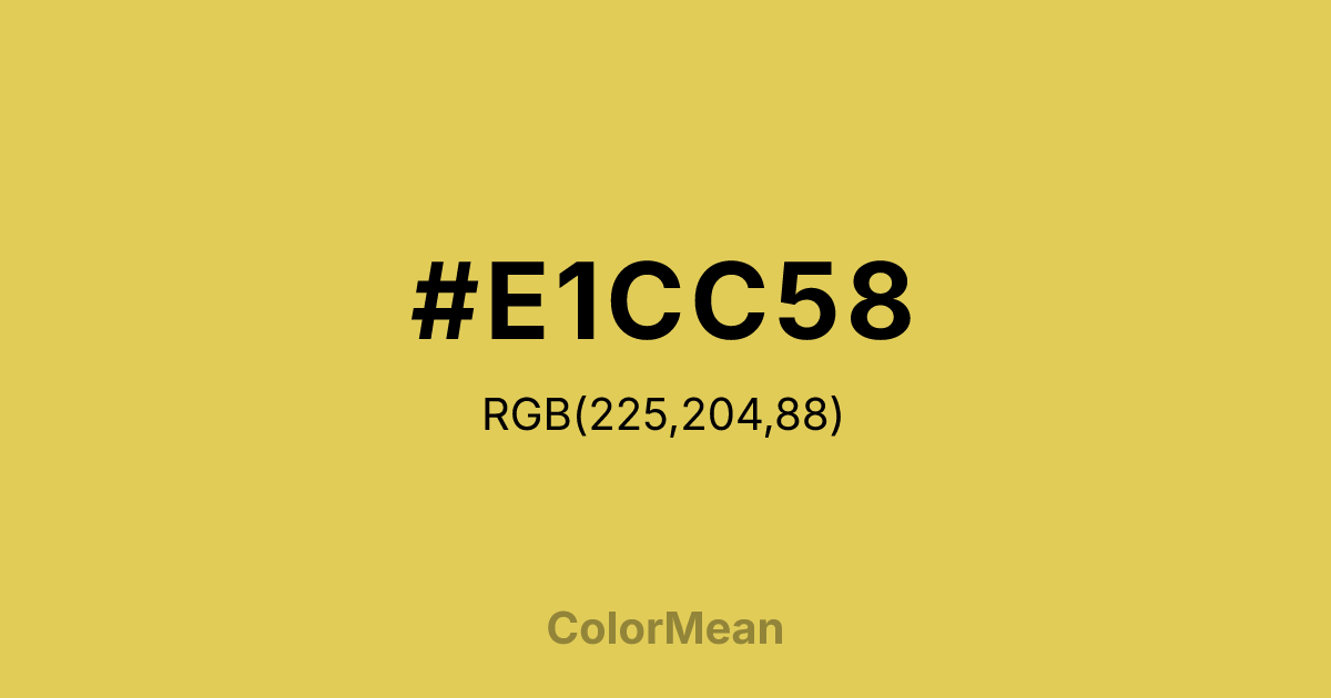 Color swatch image showing #E1CC58 with RGB(225,204,88) values