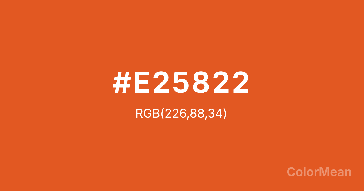 Color swatch image showing Flame (#E25822) with RGB(226,88,34) values