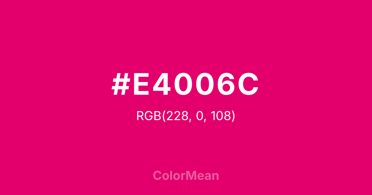 Color swatch image showing #E4006C with RGB(228,0,108) values
