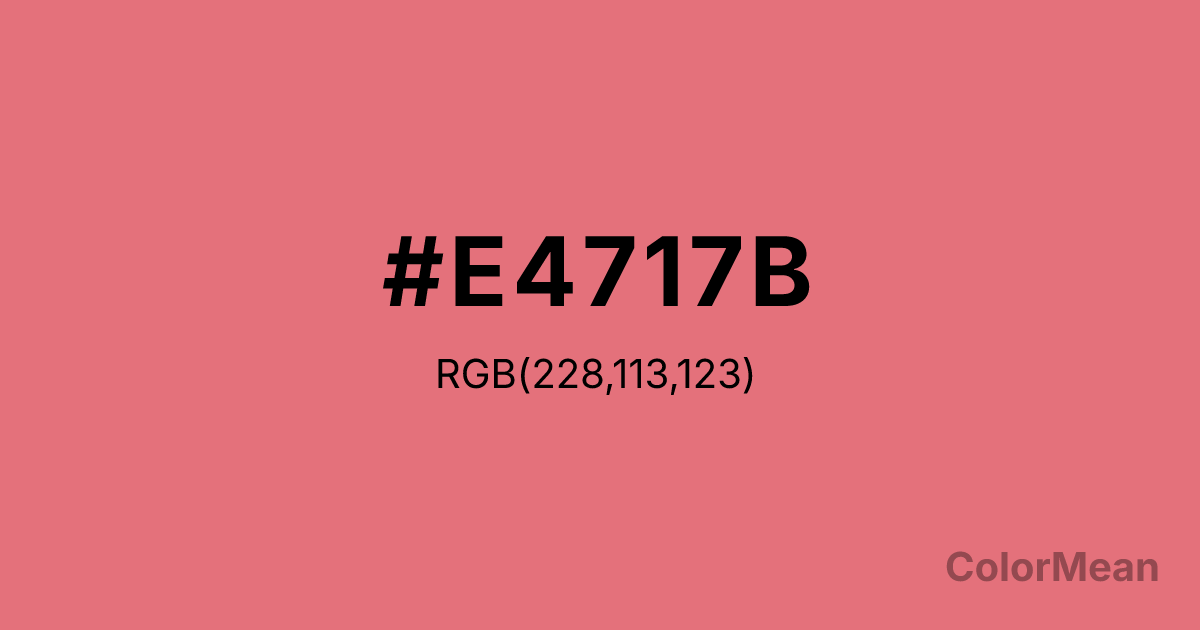 Color swatch image showing #E4717B with RGB(228,113,123) values