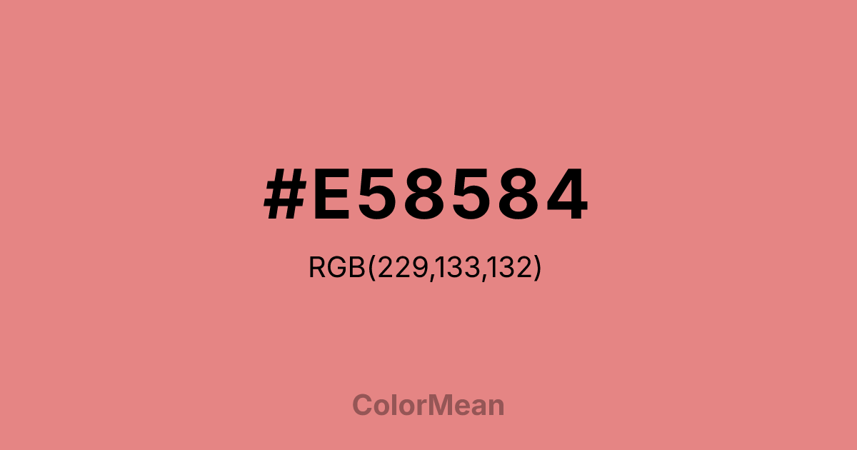 Color swatch image showing #E58584 with RGB(229,133,132) values
