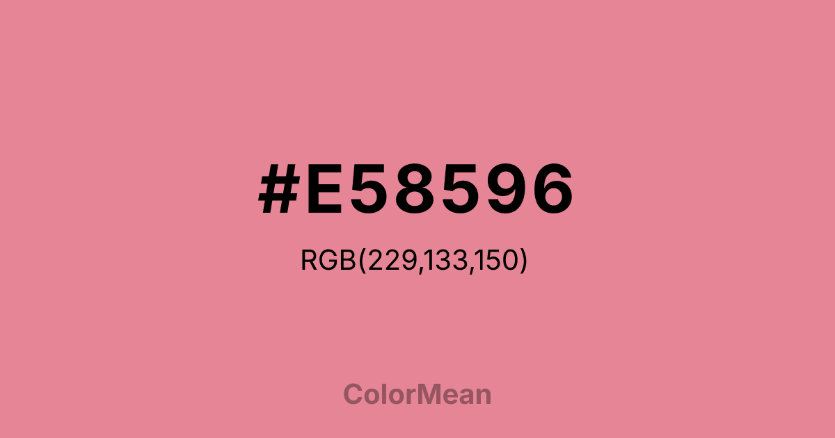 Color swatch image showing #E58596 with RGB(229,133,150) values