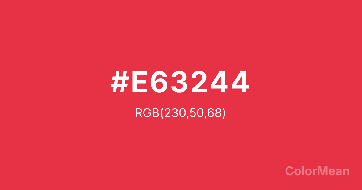 Color swatch image showing Rose (#E63244) with RGB(230,50,68) values
