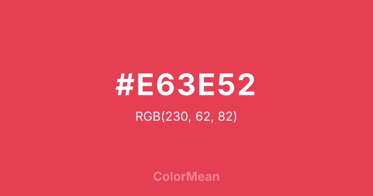 Color swatch image showing #E63E52 with RGB(230,62,82) values
