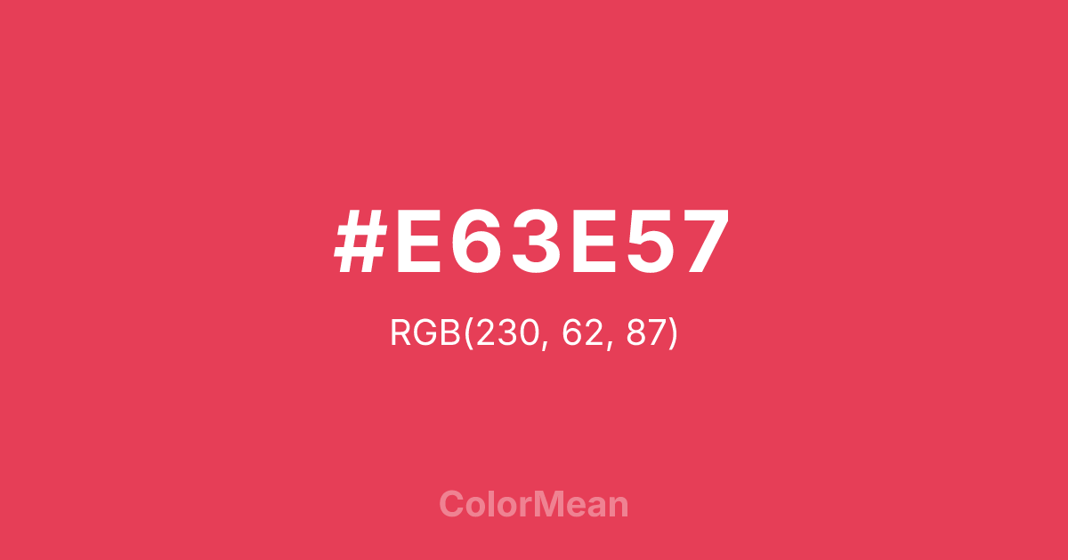 Color swatch image showing #E63E57 with RGB(230,62,87) values