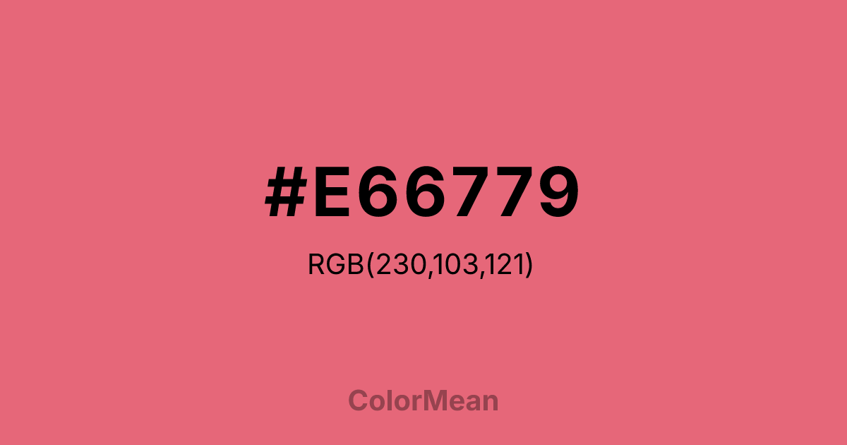Color swatch image showing #E66779 with RGB(230,103,121) values