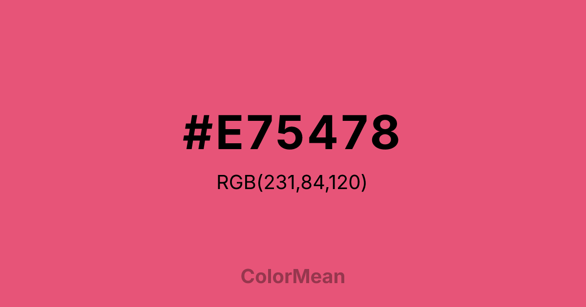 Color swatch image showing #E75478 with RGB(231,84,120) values