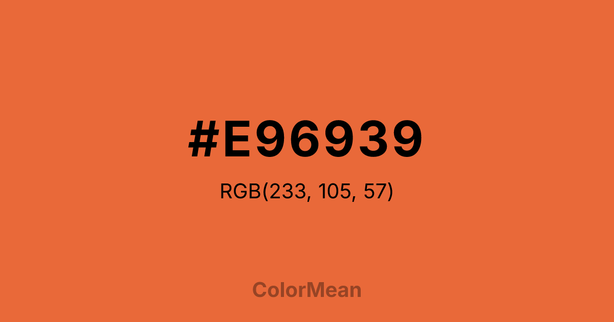 Color swatch image showing #E96939 with RGB(233,105,57) values