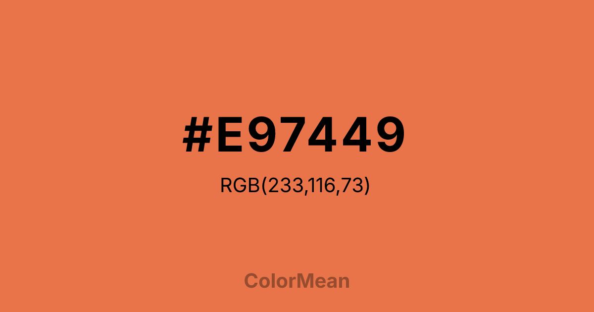 Color swatch image showing #E97449 with RGB(233,116,73) values